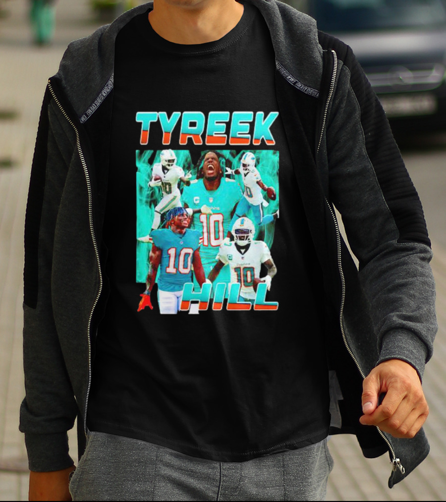 TYREEK HILL Picture Collage Miami Dolphins Football Images T-Shirt
