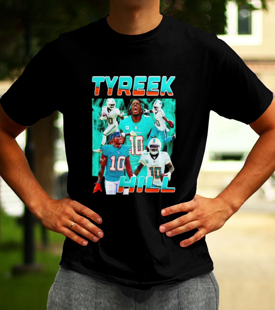 TYREEK HILL Picture Collage Miami Dolphins Football Images T-Shirt
