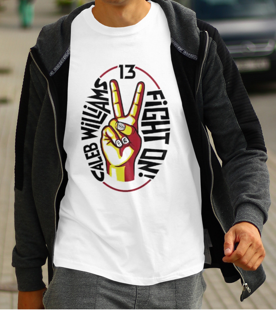 Caleb Williams 13 Fight On USC Trojans Peace Sign T-Shirt