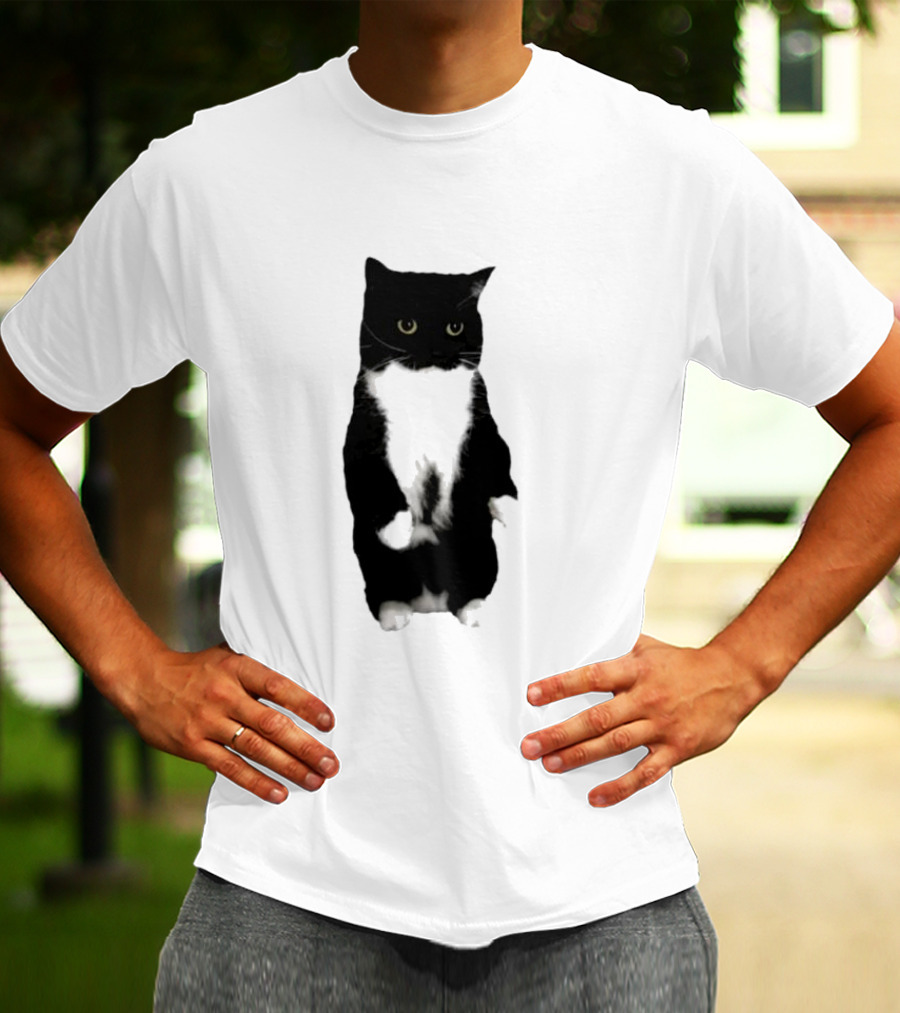 Cat Unico Uniuni Black And White Standing Cat T-Shirt