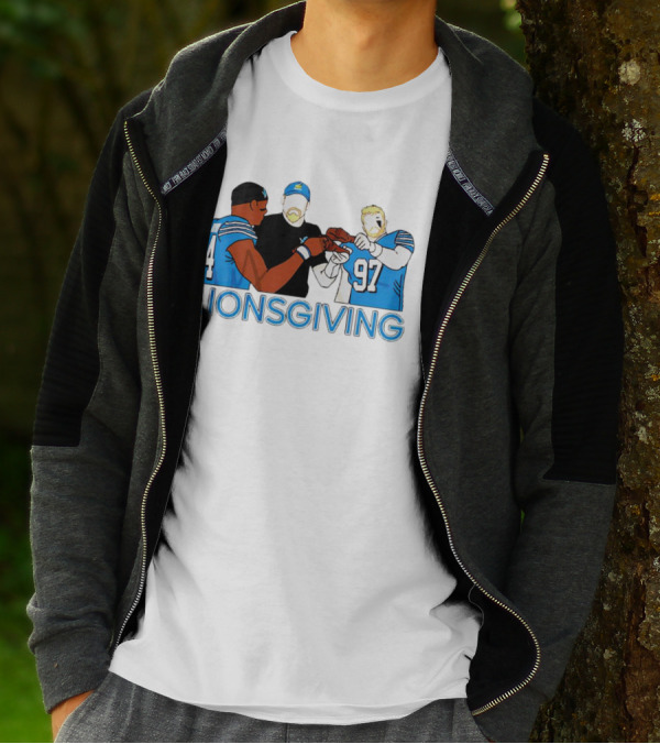 Detroit Lions Thanksgiving Lionsgiving Celebration With 14 And 97 T-Shirt