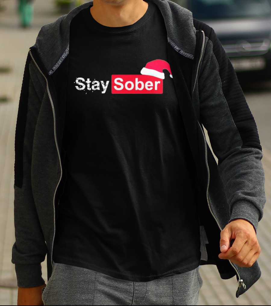 Stay Sober Santa Hat T-Shirt