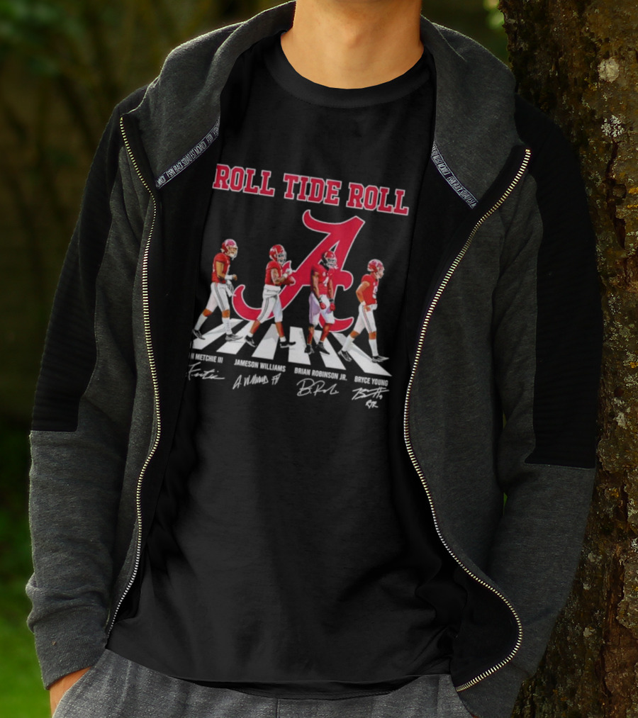 Roll Tide Roll Abbey Road John Metchie III Jameson Williams Brian Robinson Jr Bryce Young Signatures T-Shirt