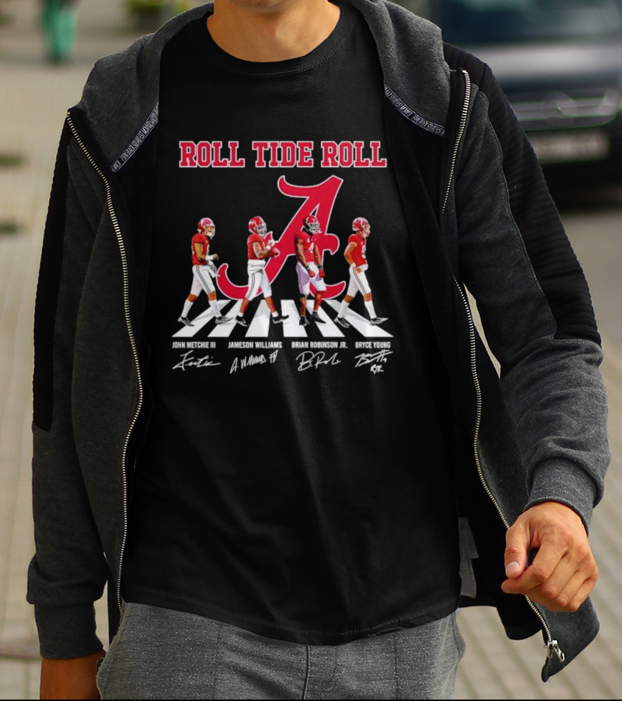 Roll Tide Roll Abbey Road John Metchie III Jameson Williams Brian Robinson Jr Bryce Young Signatures T-Shirt