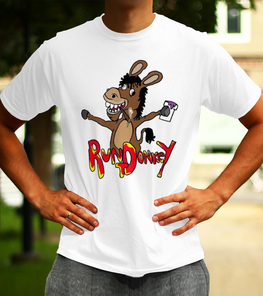 Runt Donkey Parody With Cartoon Donkey Holding Bell And Rockstar T-Shirt