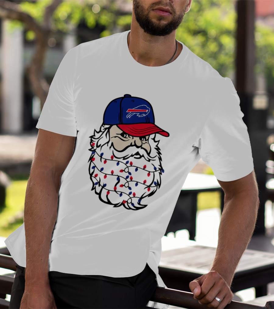 Santa Buffalo Bills Christmas Lights Beard Football T-Shirt