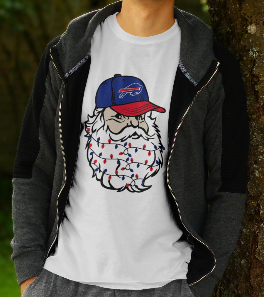 Santa Buffalo Bills Christmas Lights Beard Football T-Shirt
