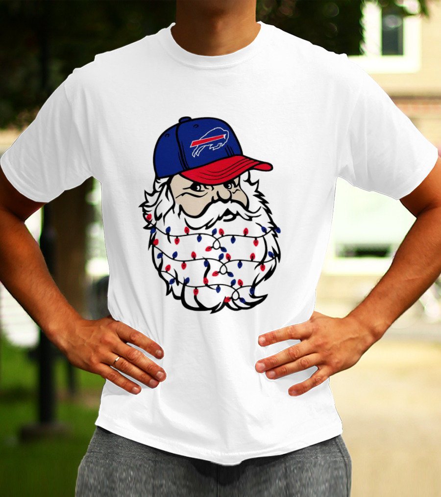 Santa Buffalo Bills Christmas Lights Beard Football T-Shirt
