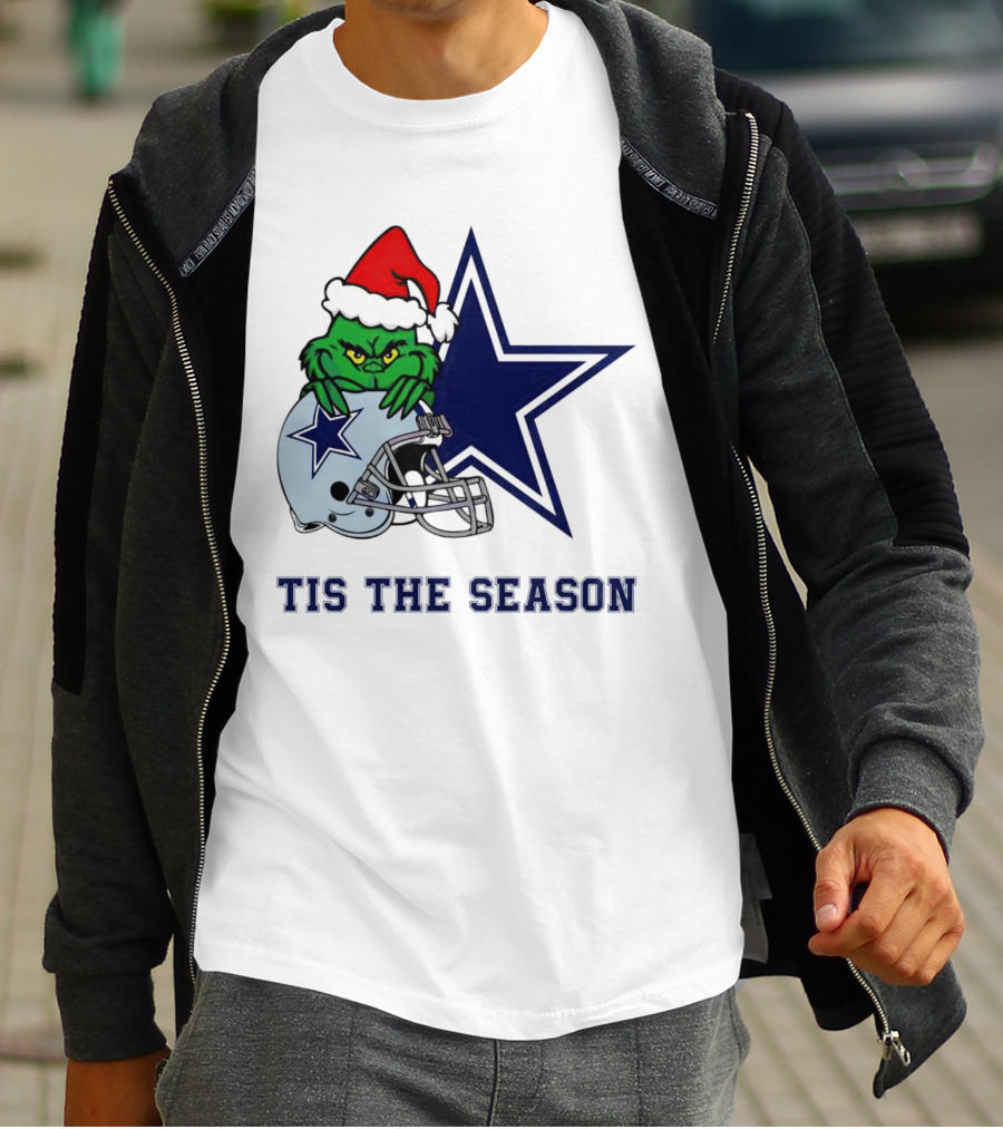 Santa Grinch Dallas Cowboys Tis The Season Christmas T-Shirt