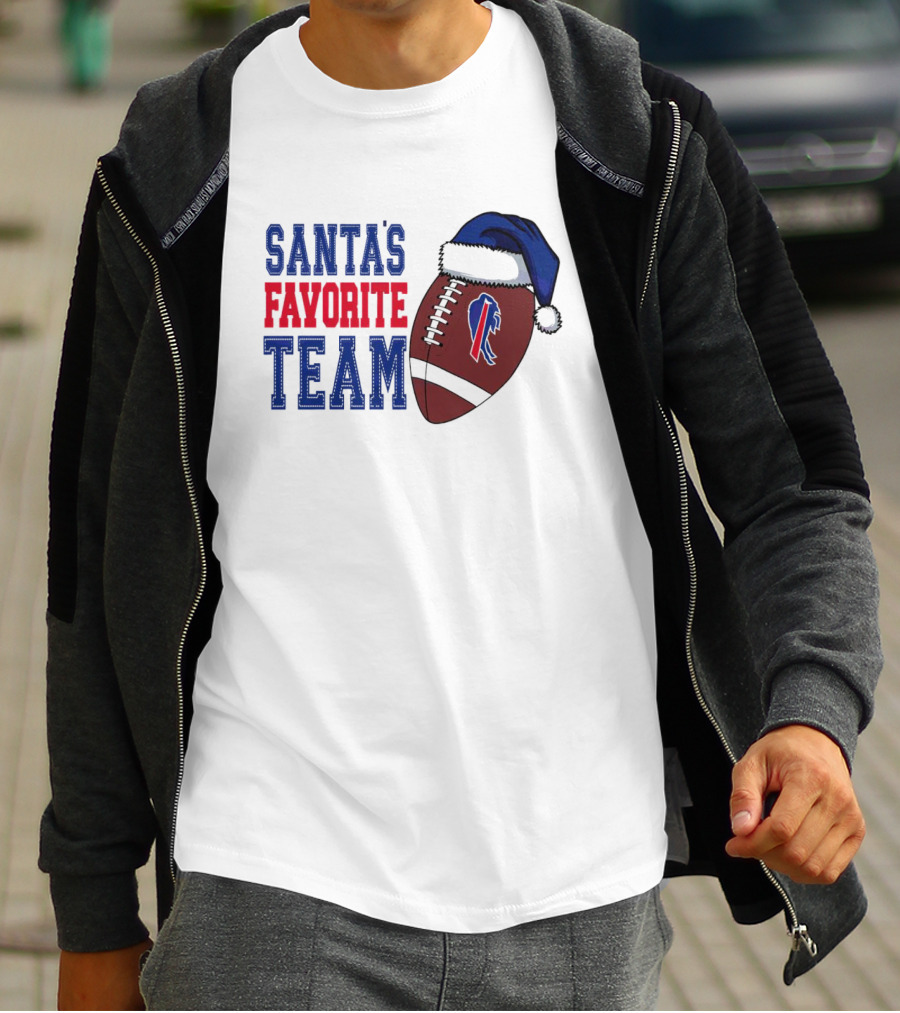 Santa's Favorite Team Buffalo Bills Christmas Football Holiday T-Shirt
