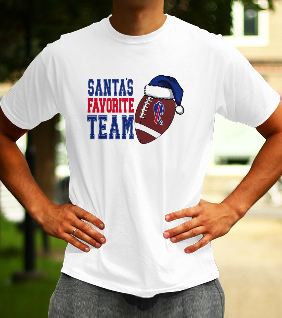 Santa's Favorite Team Buffalo Bills Christmas Football Holiday T-Shirt
