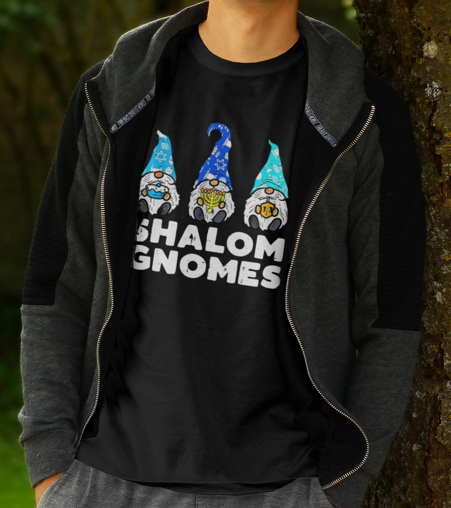 Shalom Gnomes Hanukkah Menorah Star Of David T-Shirt