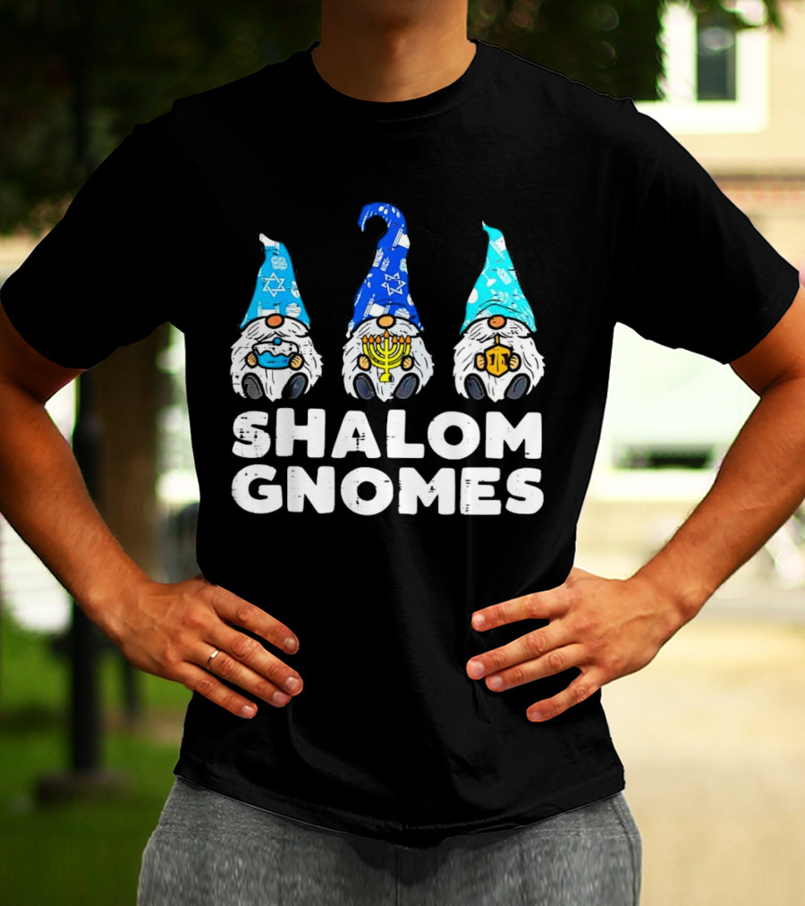 Shalom Gnomes Hanukkah Menorah Star Of David T-Shirt