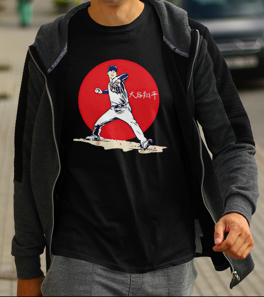 Shohei Ohtani Japanese Baseball Pitcher Icon Red Circle Kanji T-Shirt