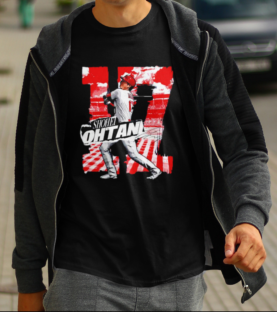 Shohei Ohtani Los Angeles Baseball 17 Cartoon Signature T-Shirt