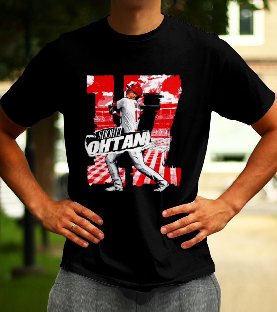 Shohei Ohtani Los Angeles Baseball 17 Cartoon Signature T-Shirt
