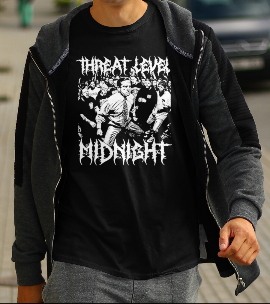 Threat Level Midnight Fight Scene Crowd Action T-Shirt