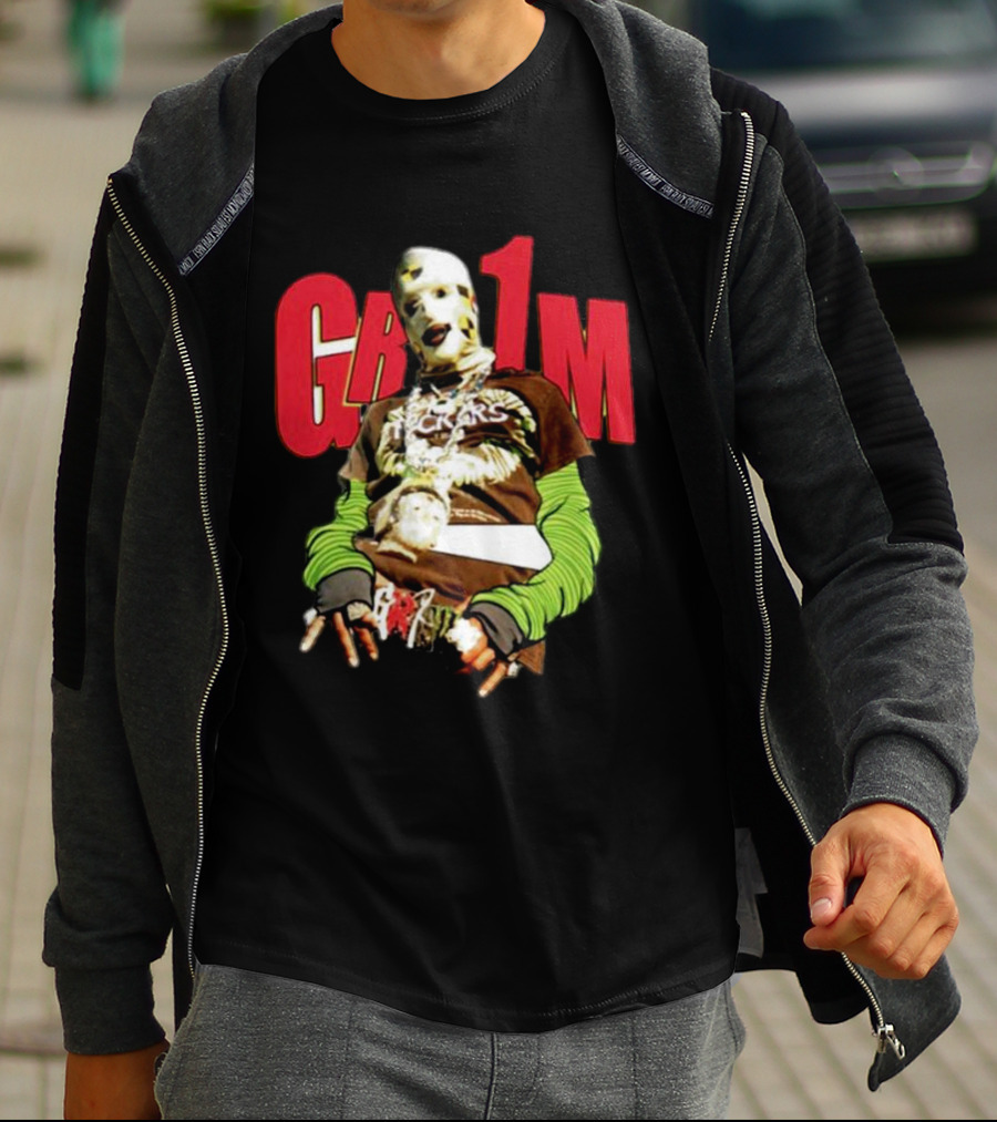AWGE Grim Masked Figure With Layers And Skeleton Hands T-Shirt