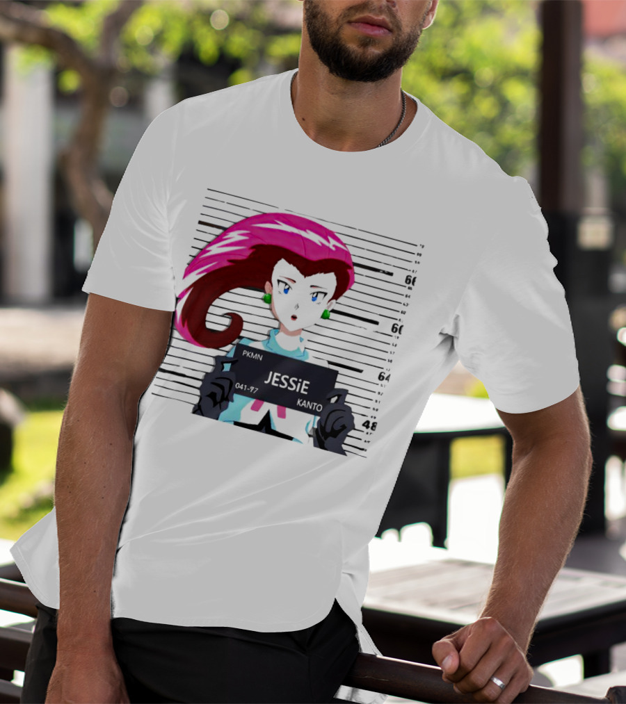Jessie Mugshot Team Rocket Pokemon Anime T-Shirt