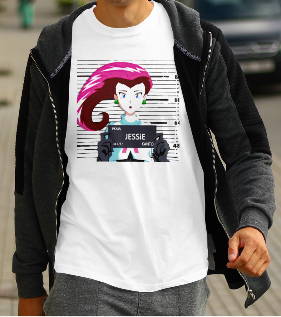 Jessie Mugshot Team Rocket Pokemon Anime T-Shirt