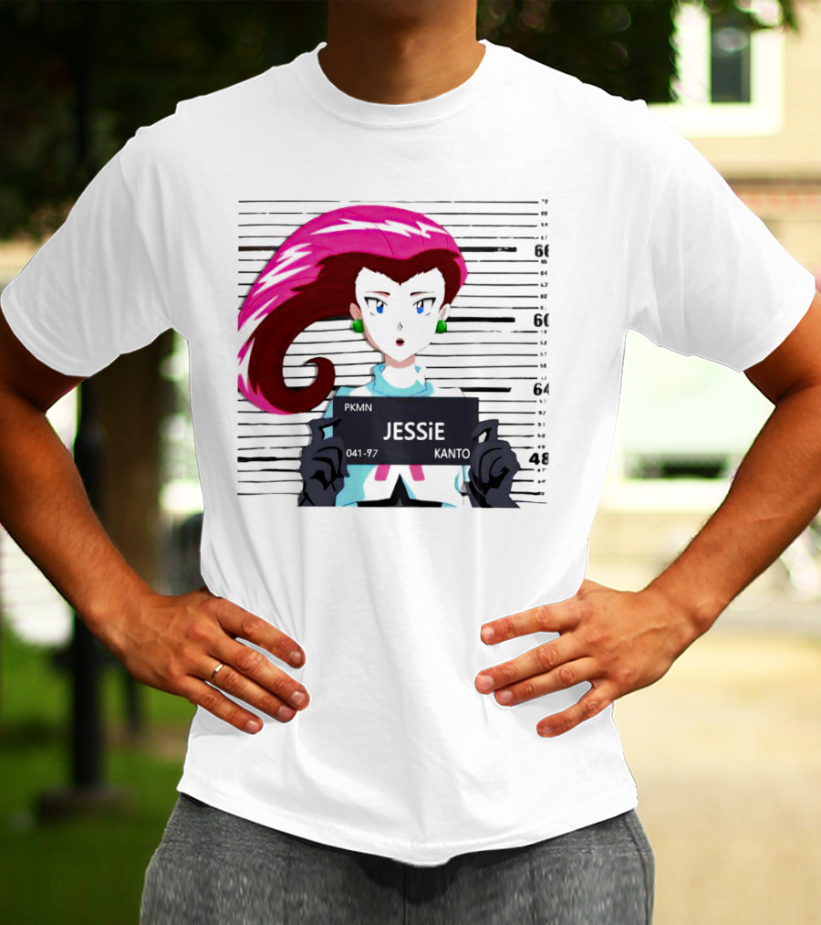 Jessie Mugshot Team Rocket Pokemon Anime T-Shirt