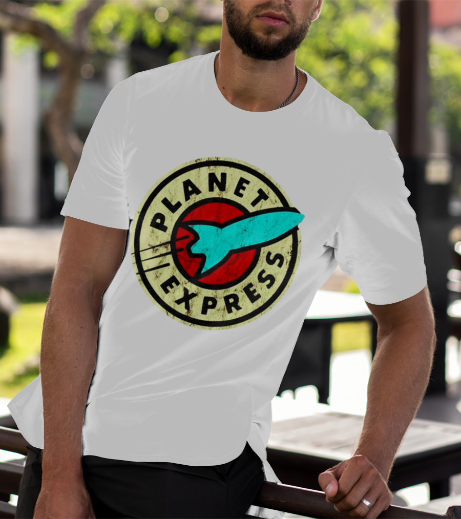 Retro Planet Express Rocket Emblem T-Shirt