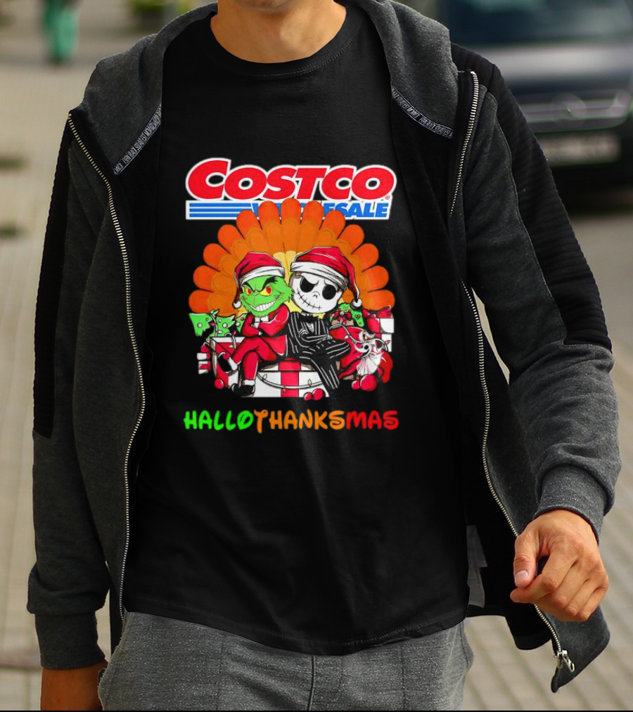 Costco Wholesale Grinch And Jack Skellington HalloThanksMas T-Shirt