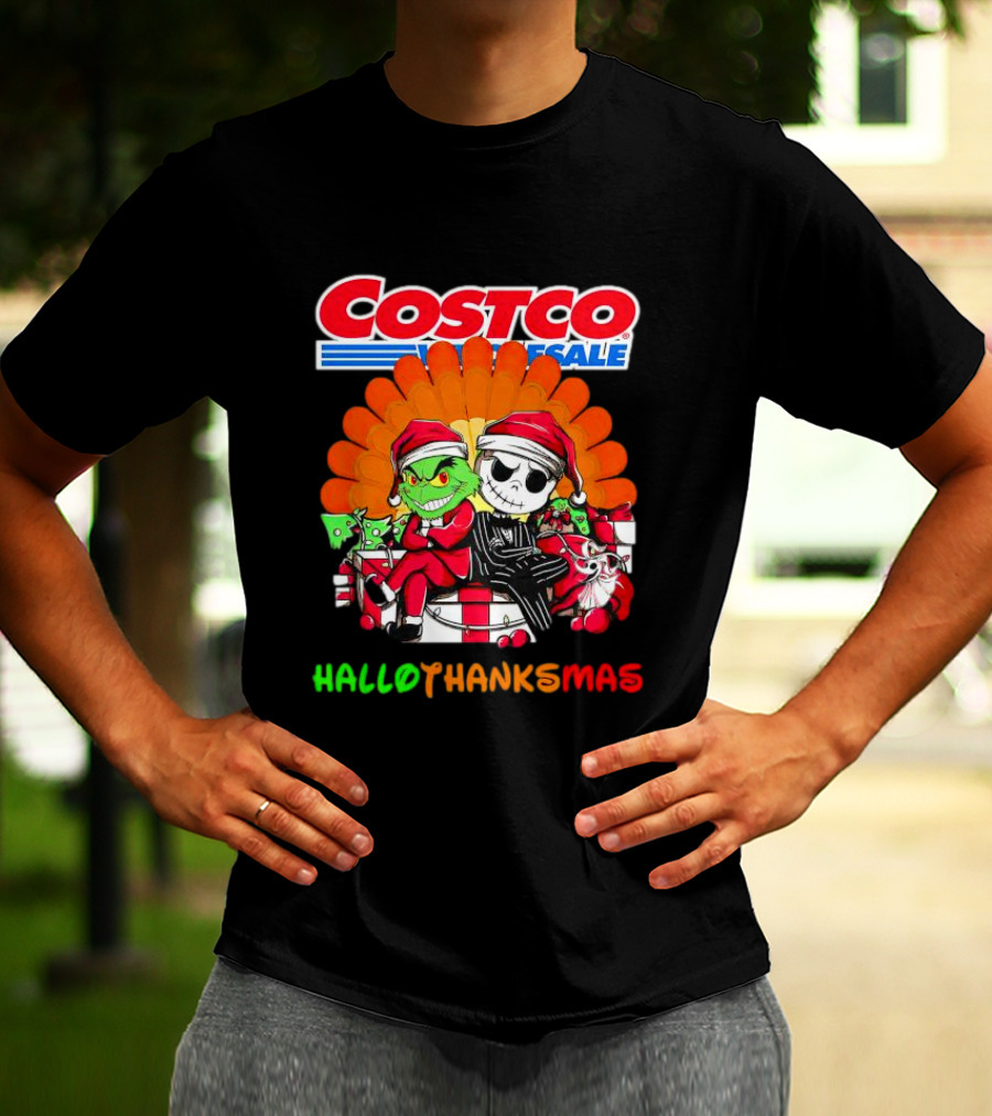 Costco Wholesale Grinch And Jack Skellington HalloThanksMas T-Shirt