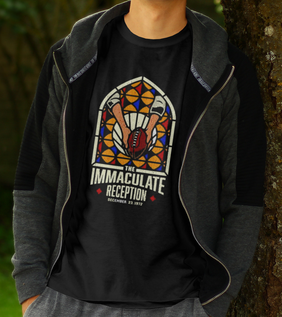 The Immaculate Reception December 23, 1972 Stained Glass Football Catch T-Shirt