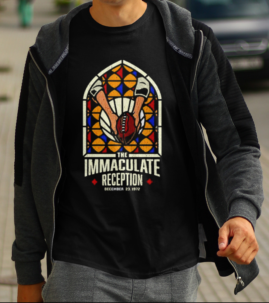The Immaculate Reception December 23, 1972 Stained Glass Football Catch T-Shirt