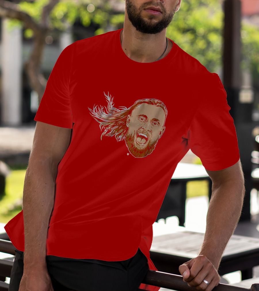 George Kittle Swag Head 49ers Red Beard Roaring Face T-Shirt