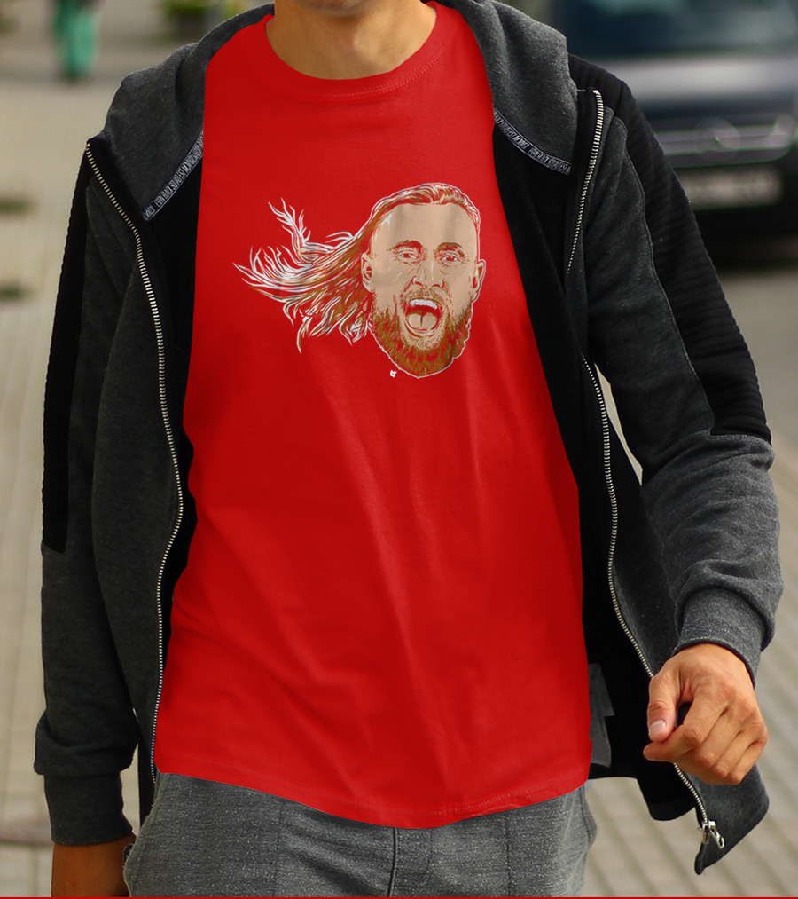 George Kittle Swag Head 49ers Red Beard Roaring Face T-Shirt