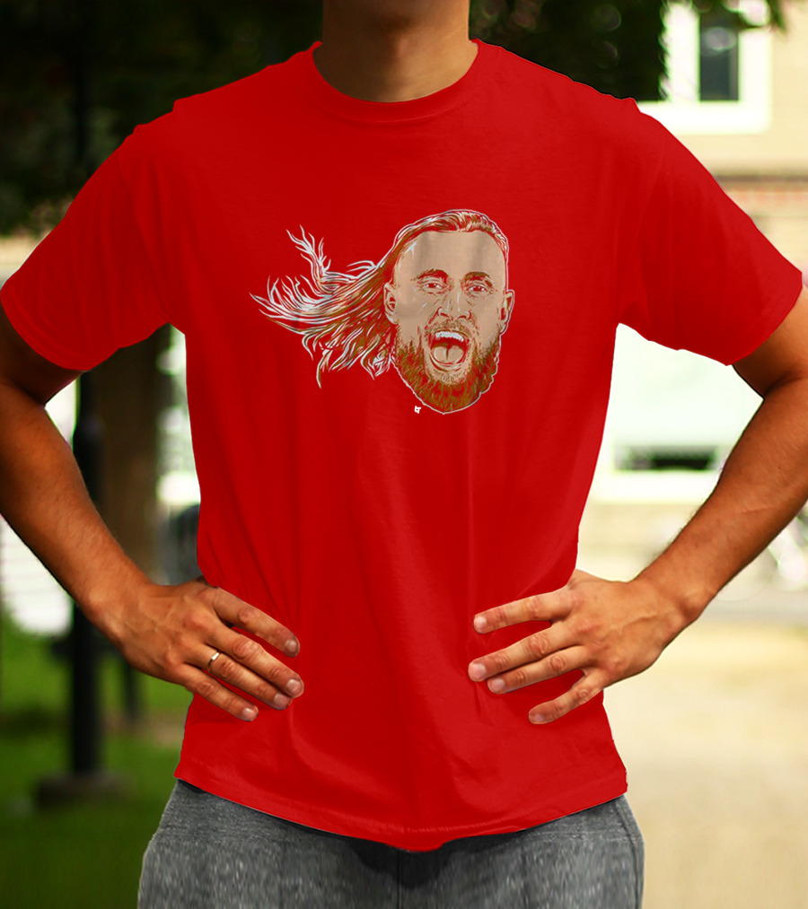 George Kittle Swag Head 49ers Red Beard Roaring Face T-Shirt