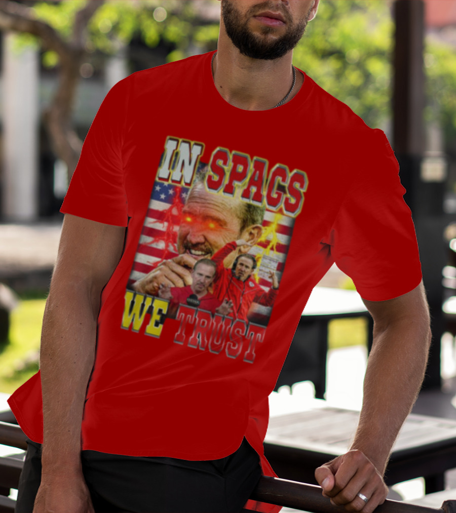 In Spags We Trust Chiefs USA Flag Football Coach Red Eyed T-Shirt