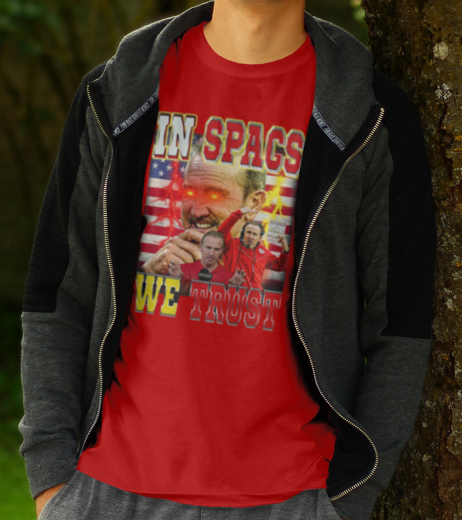 In Spags We Trust Chiefs USA Flag Football Coach Red Eyed T-Shirt