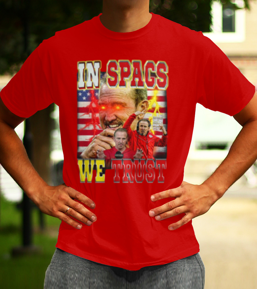 In Spags We Trust Chiefs USA Flag Football Coach Red Eyed T-Shirt