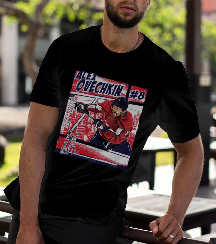 Alex Ovechkin #8 Washington Comic Left Wing Hockey T-Shirt