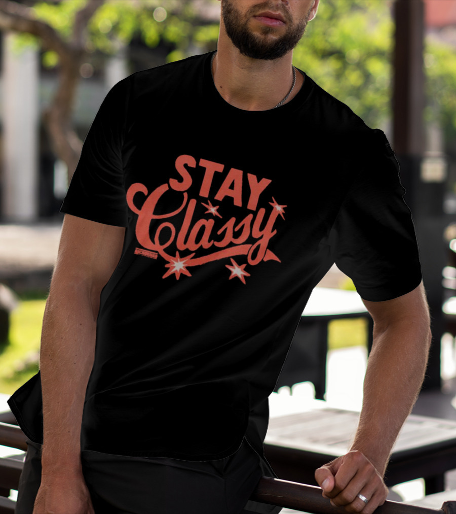 Anchorman Stay Classy Red Text With Stars T-Shirt