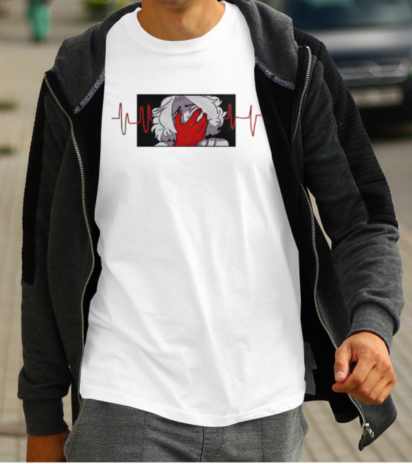 Area Unknown Guqqie New Anime Character With Red Hand And Heartbeat Line T-Shirt