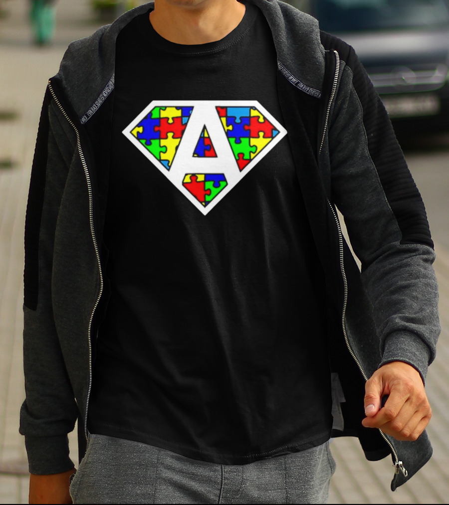 Autism Awareness Superhero Puzzle Emblem T-Shirt
