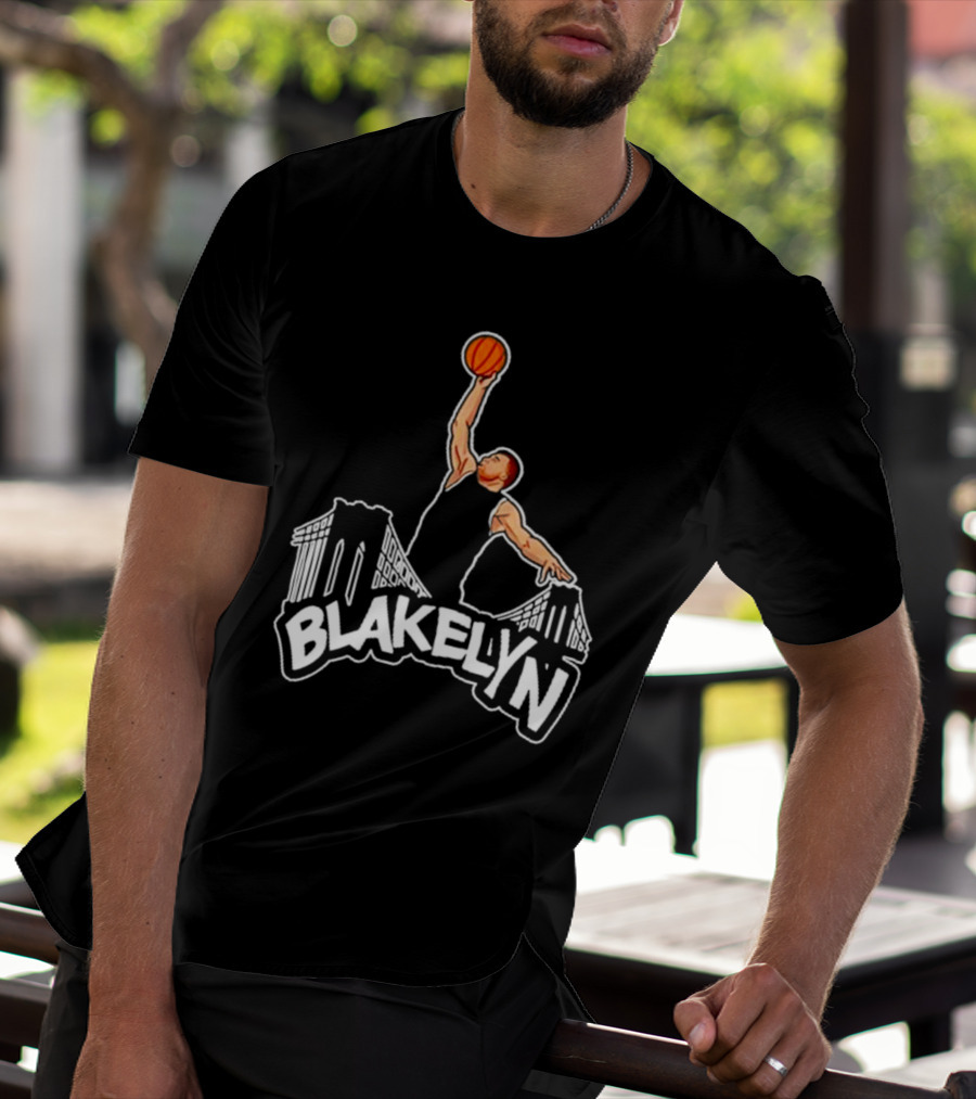 Blakelyn Basketball Dunk Over Bridge Skyline T-Shirt
