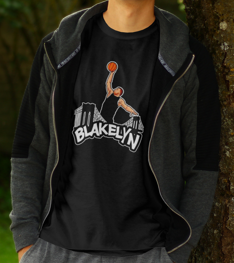 Blakelyn Basketball Dunk Over Bridge Skyline T-Shirt