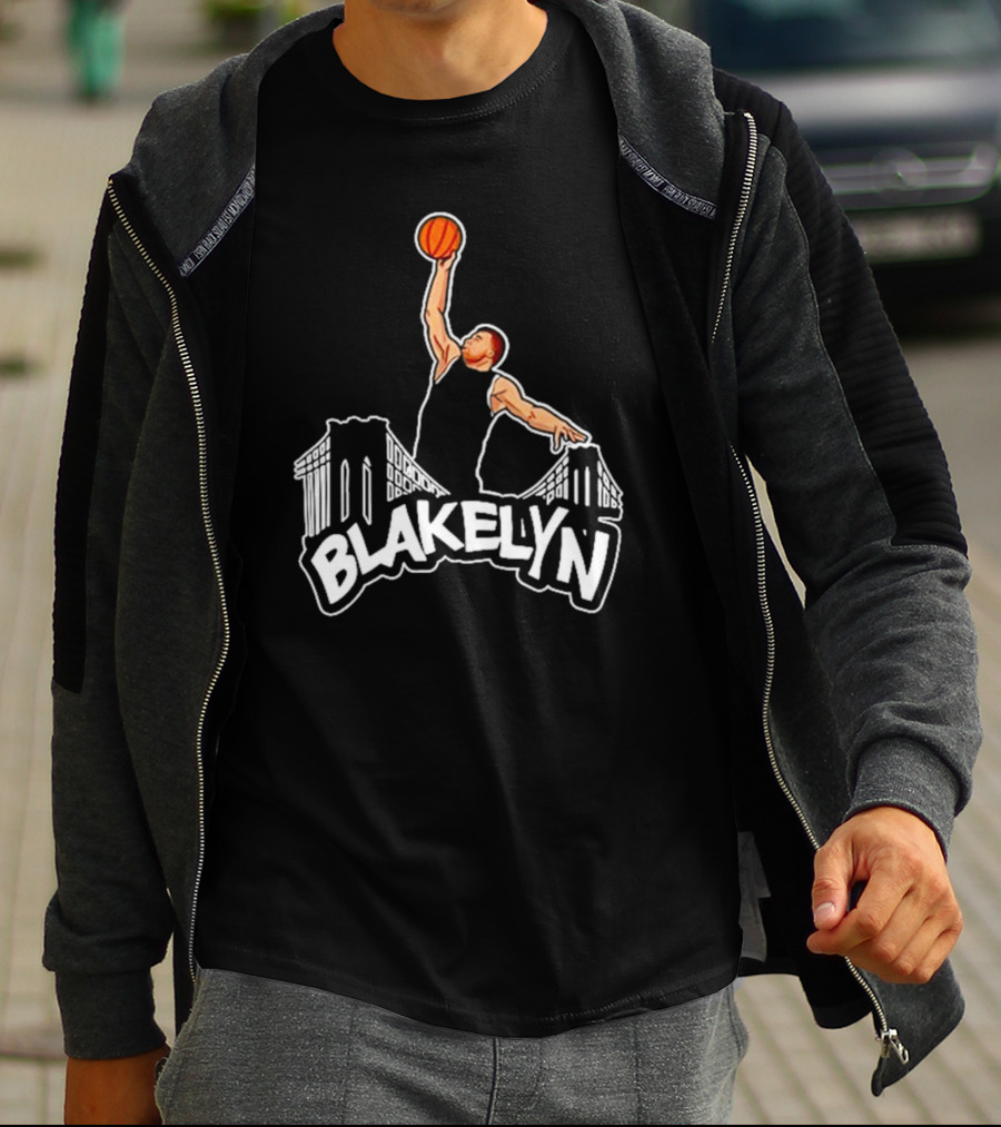 Blakelyn Basketball Dunk Over Bridge Skyline T-Shirt
