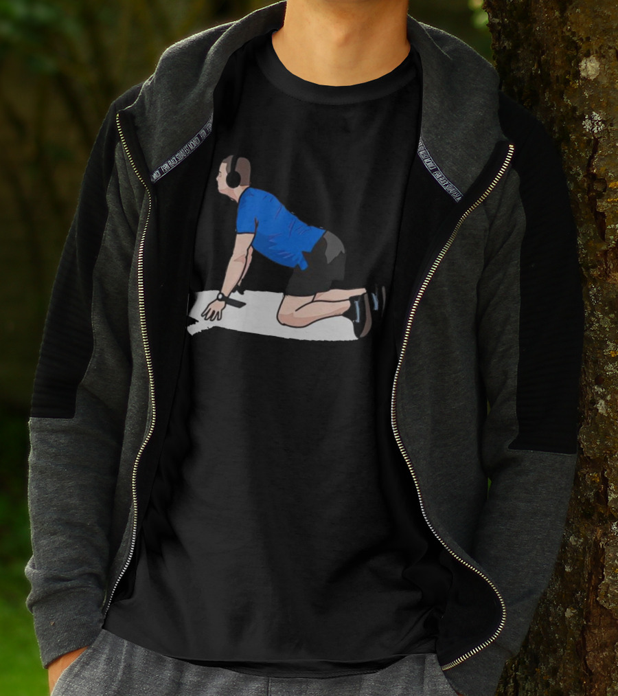 Brandon Staley’s Pregame Routine Headphones Kneeling Exercise T-Shirt