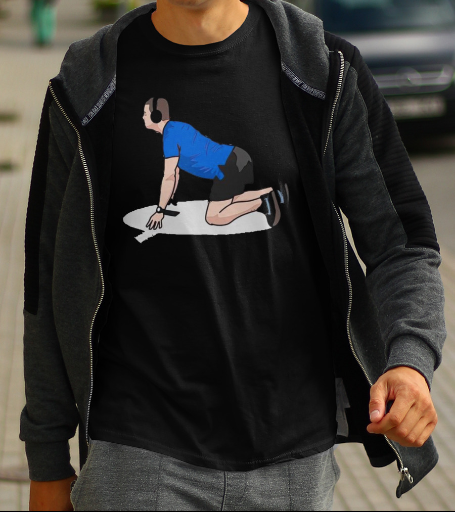 Brandon Staley’s Pregame Routine Headphones Kneeling Exercise T-Shirt