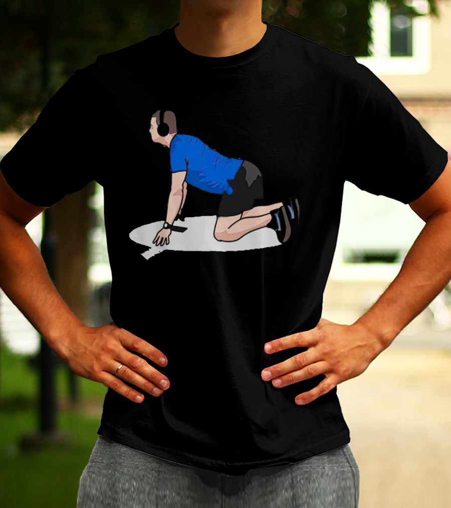 Brandon Staley’s Pregame Routine Headphones Kneeling Exercise T-Shirt