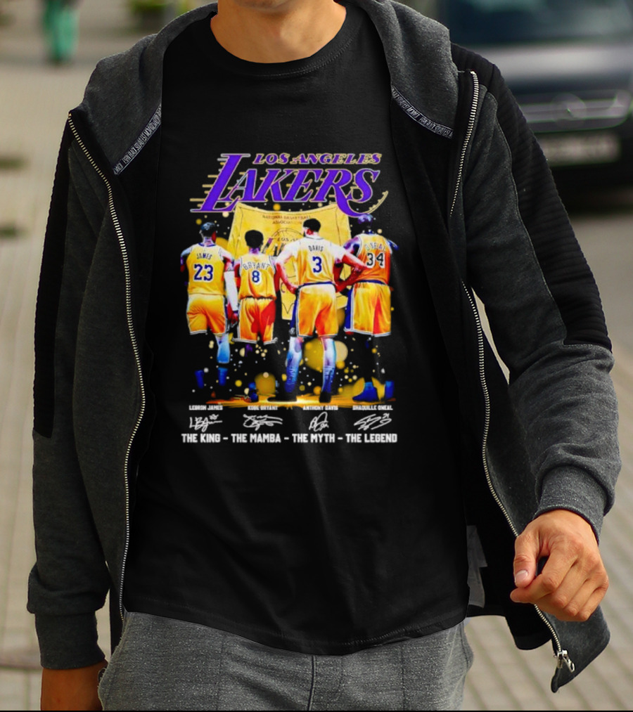 Los Angeles Lakers LeBron James Kobe Bryant Anthony Davis Shaquille O'Neal The King The Mamba The Myth The Legend T-Shirt