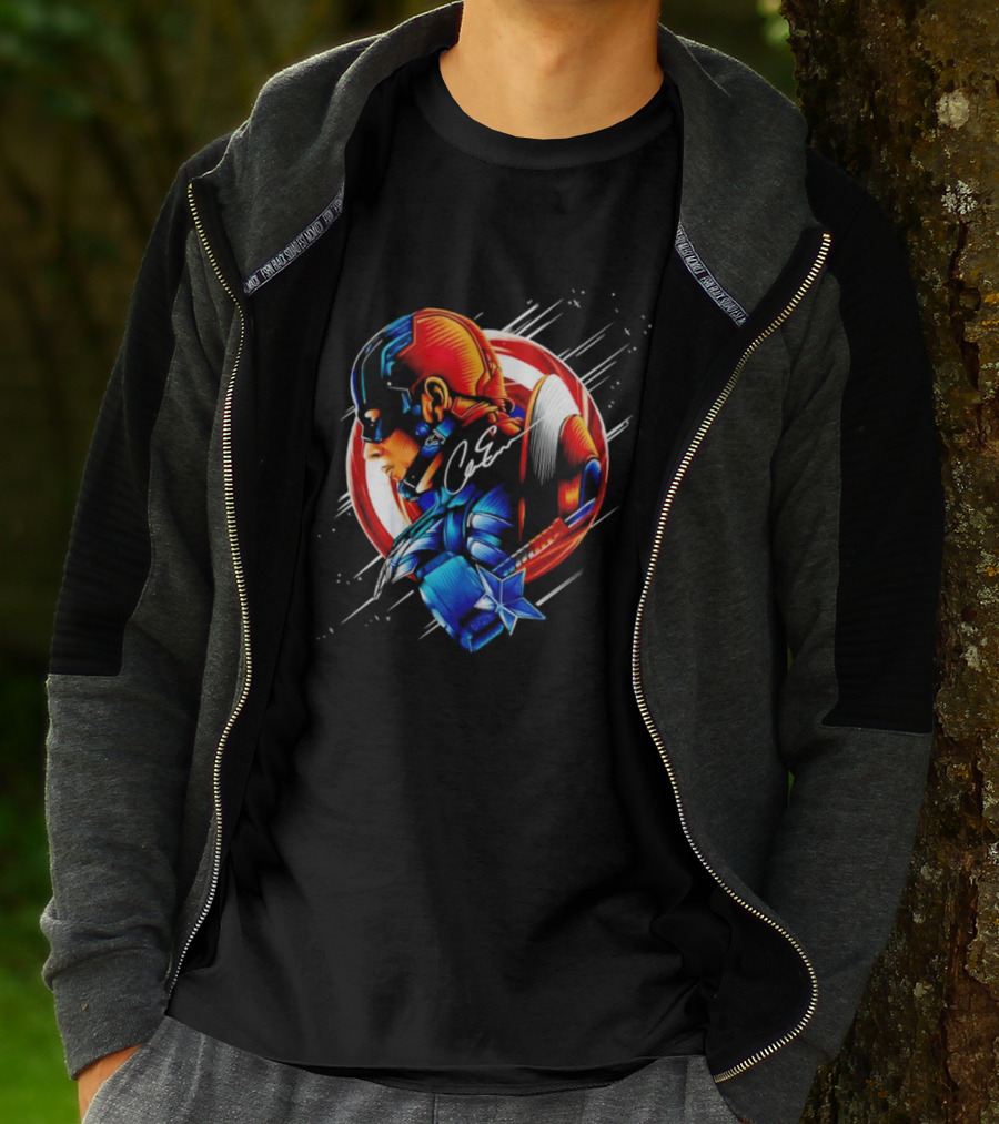 Captain America Profile With Shield Signature T-Shirt