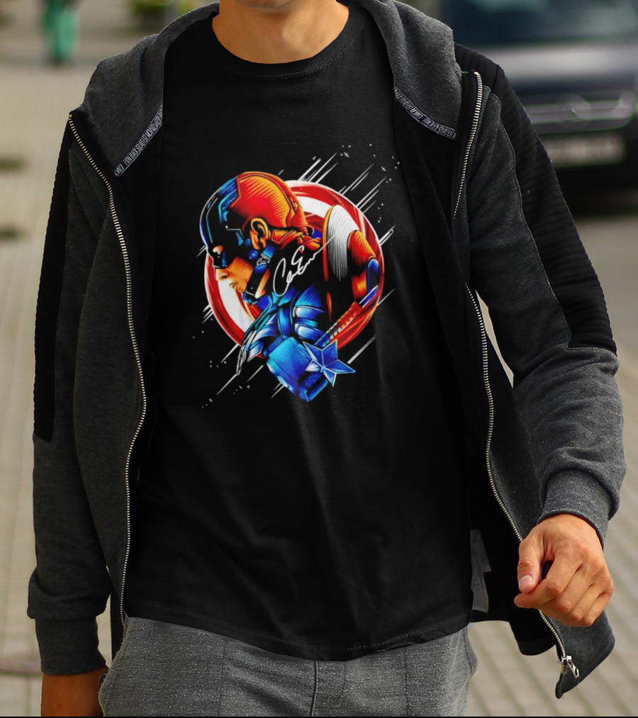 Captain America Profile With Shield Signature T-Shirt