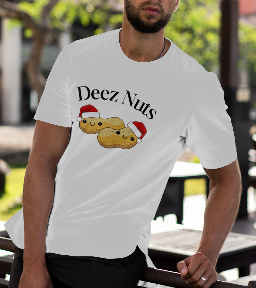 Santa Deez Nuts Merry Christmas Peanuts With Hats T-Shirt